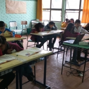 alunos realizando as tarefas da cartilha
