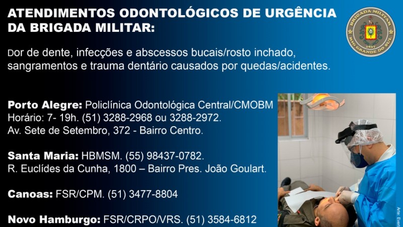 Atendimento odontológico de urgência da BM