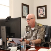 Comandante-Geral durante a videoconferência 