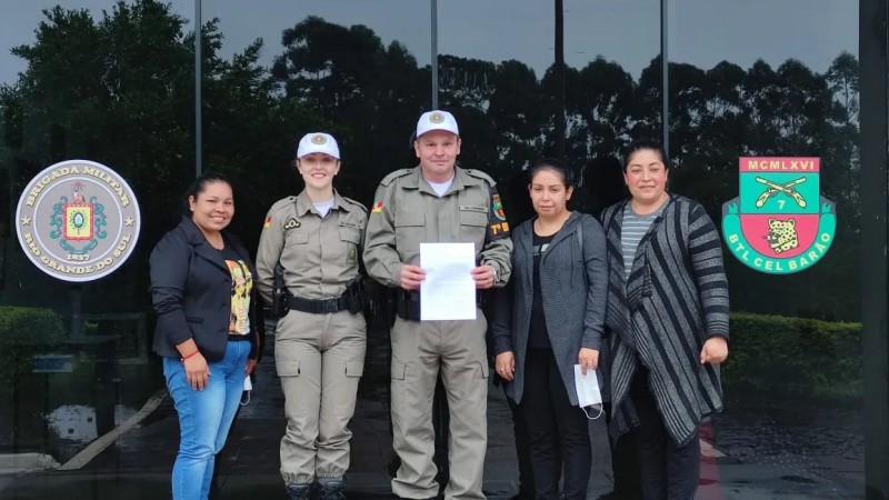 Comandante do 7°BPM recebe mulheres indígenas da Terra Indígena do Guarita