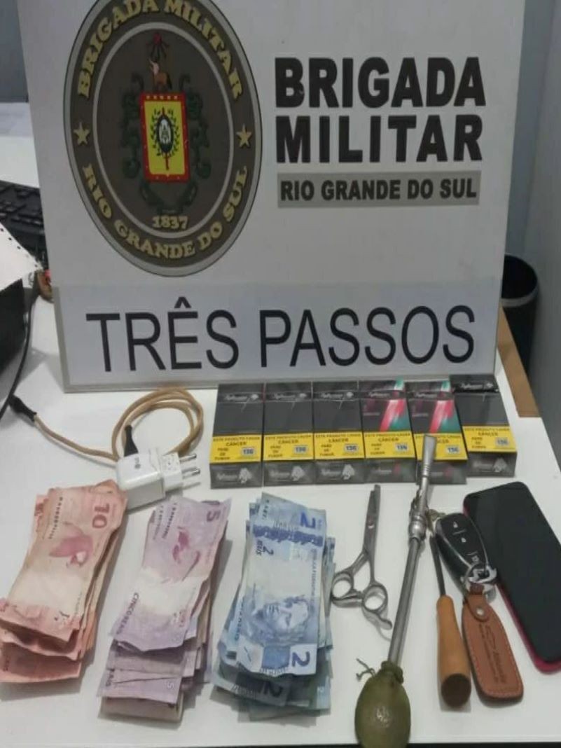 Brigada Militar prende homem após furtos em estabelecimentos comerciais na cidade de Três Passos