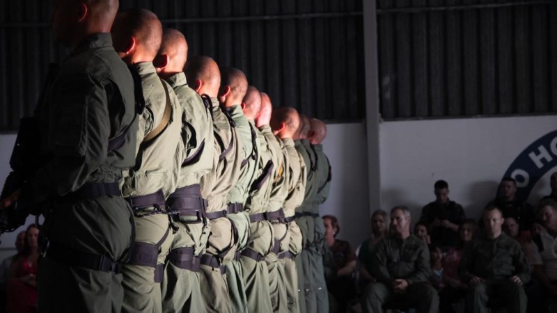Policiais Militares durante a formatura.