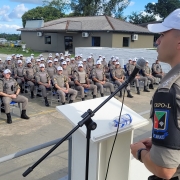 Subcomandante do 2º BPAT, respondendo pelo Comando neste dia, major Leonardo