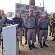 Subcomandante-geral da PM de Santa Catarina, coronel Machado se manifestando
