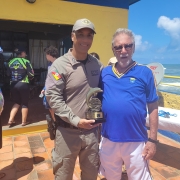 Comandante do CRPO Litoral, coronel Humberto, com presidente da Plataforma, Hélio De Camillis