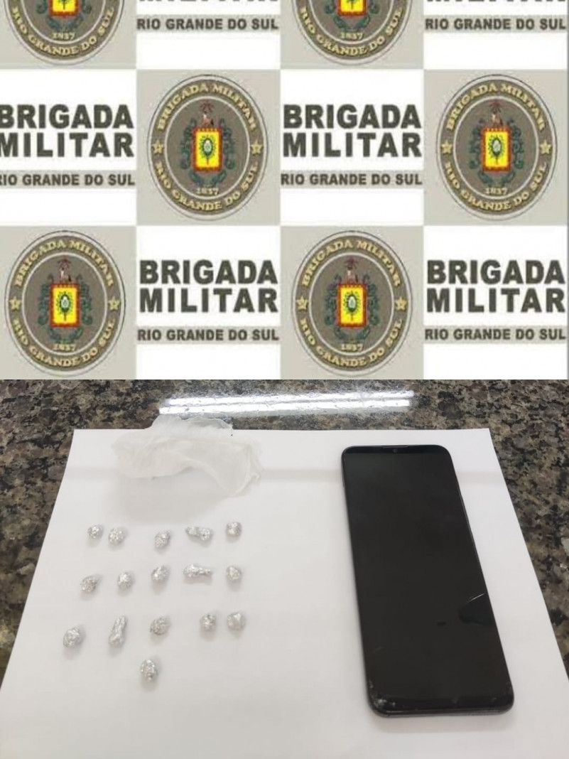 Brigada Militar apreende celular e droga