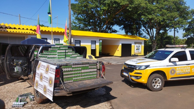 Brigada Militar prende indivíduo por receptação, recupera caminhonete furtada e apreende carga de cigarros