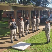 Na imagem efetivo do 35ºBPM em forma no pátio do batalhão durante formatura de lançamento da operação